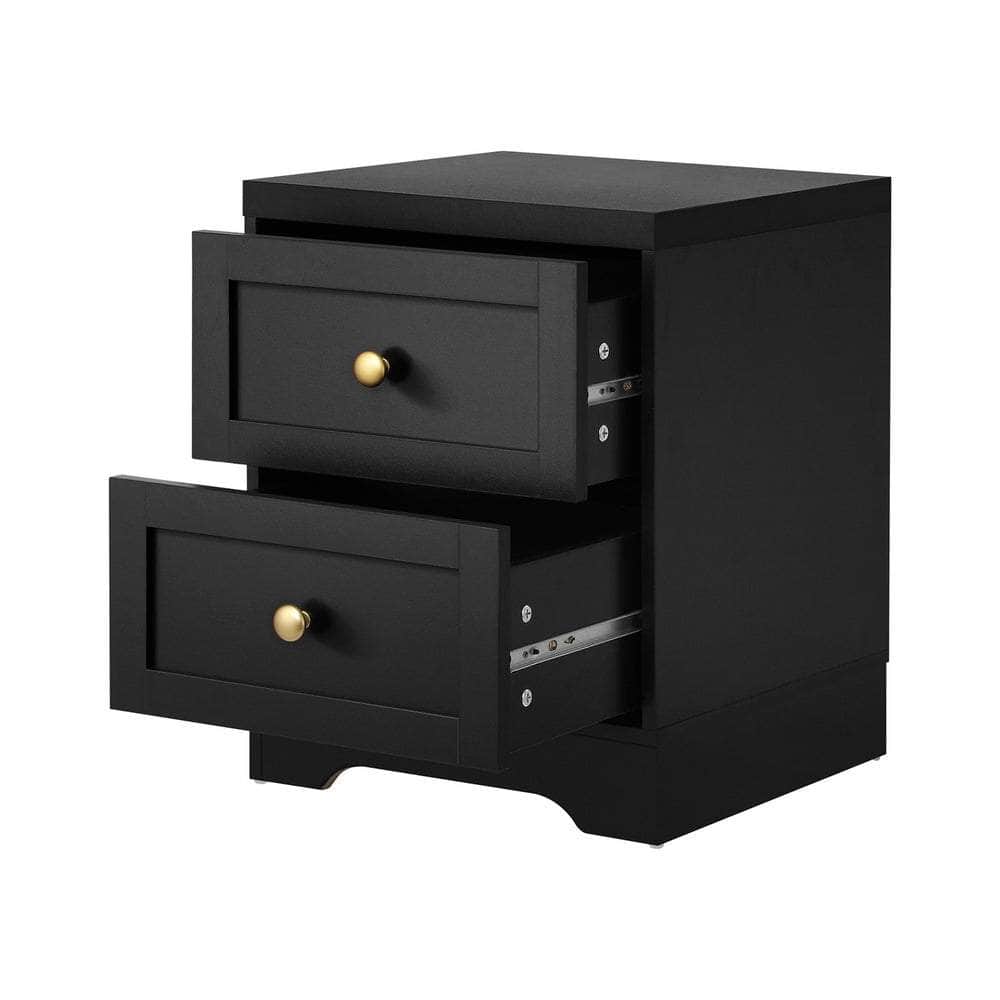 Chest of Drawers and Bedside Table Hamptons Furniture Set Black