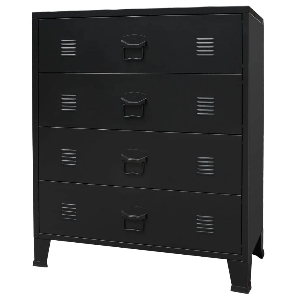 Chest of Drawers Metal Industrial Style Black