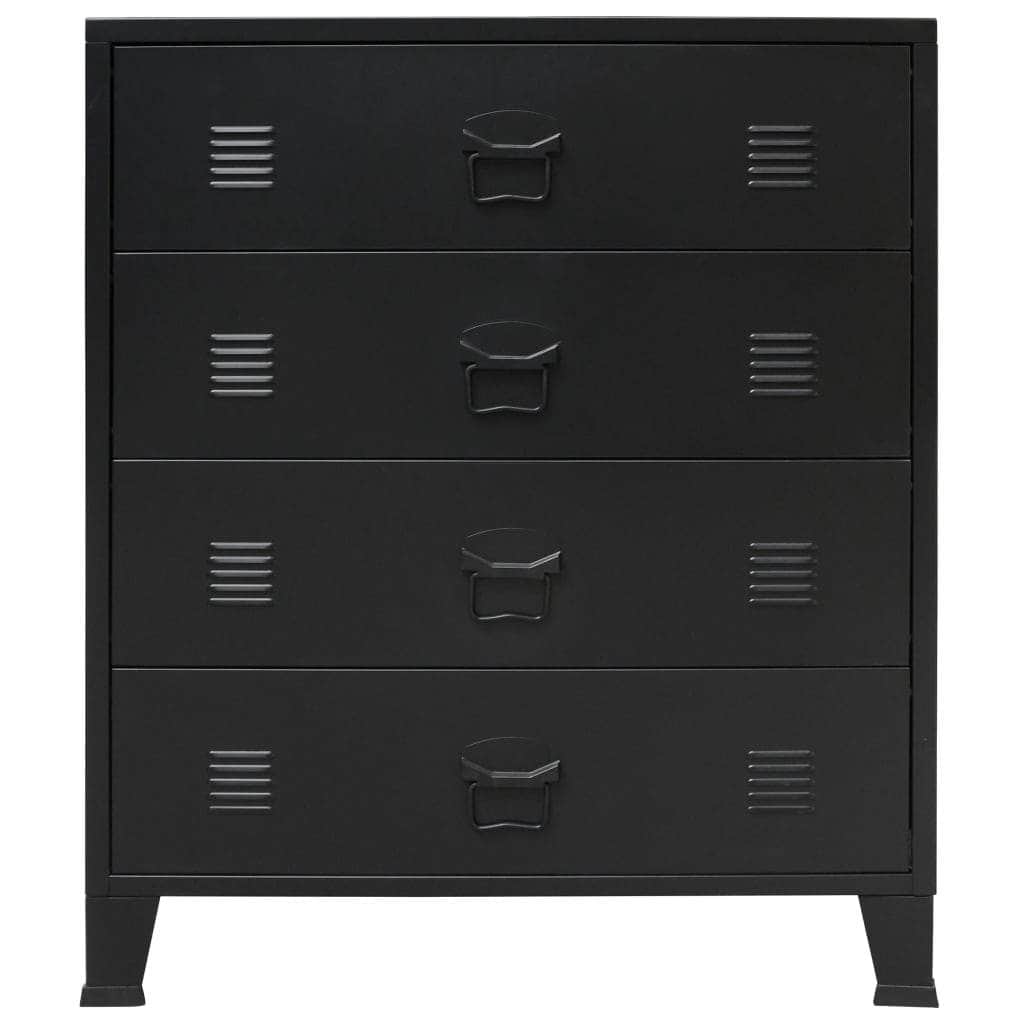 Chest of Drawers Metal Industrial Style Black