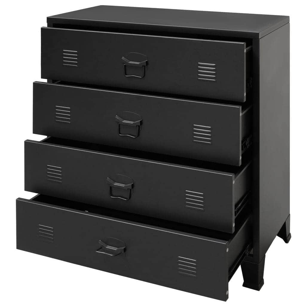Chest of Drawers Metal Industrial Style Black