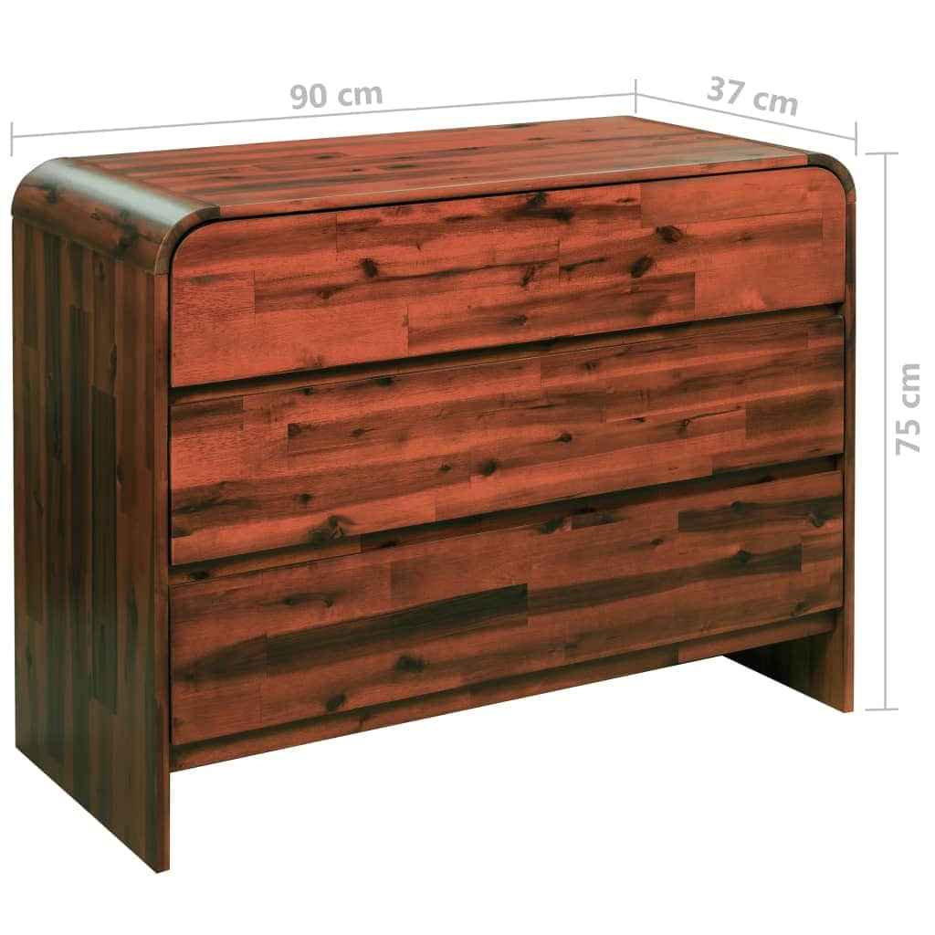 Chest of Drawers Solid Acacia Wood, Acacia finish