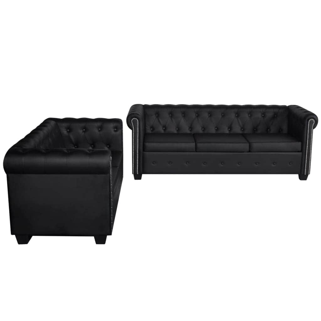 Chesterfield 2-Seater and 3-Seater Artificial Leather Black