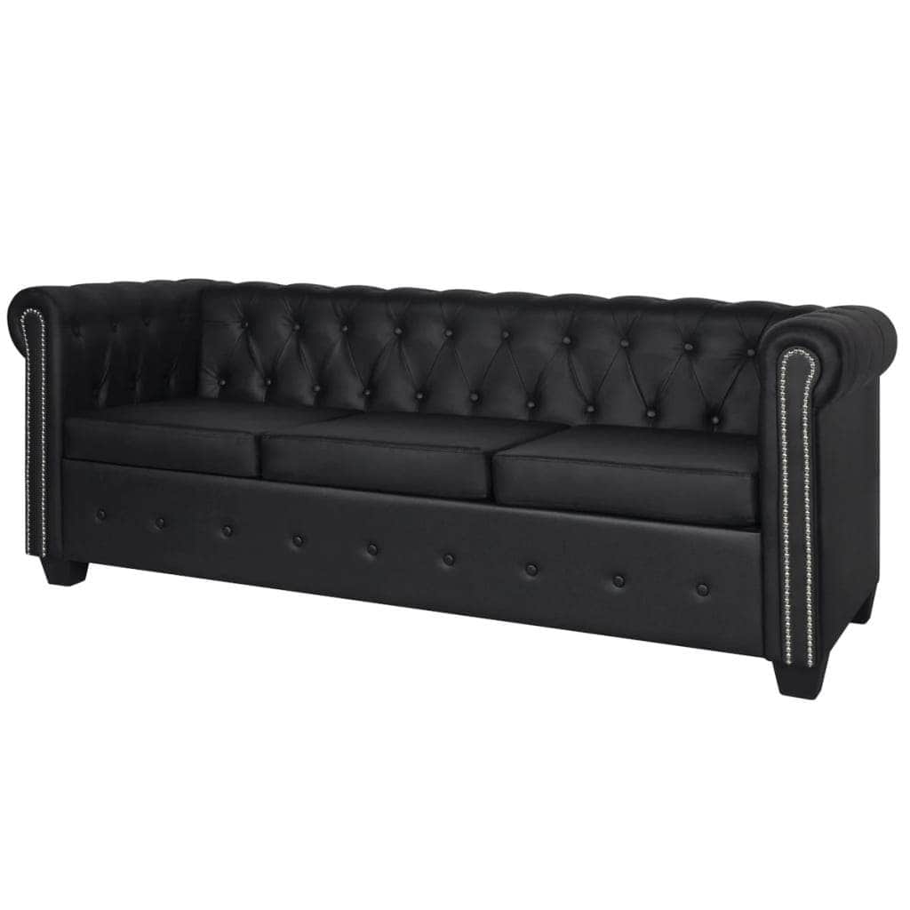 Chesterfield 2-Seater and 3-Seater Artificial Leather Black