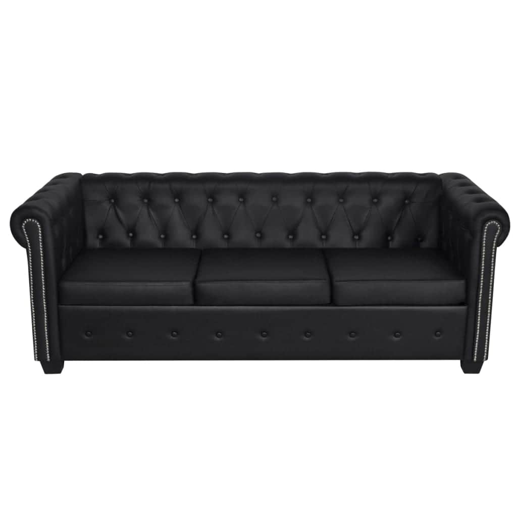 Chesterfield 2-Seater and 3-Seater Artificial Leather Black