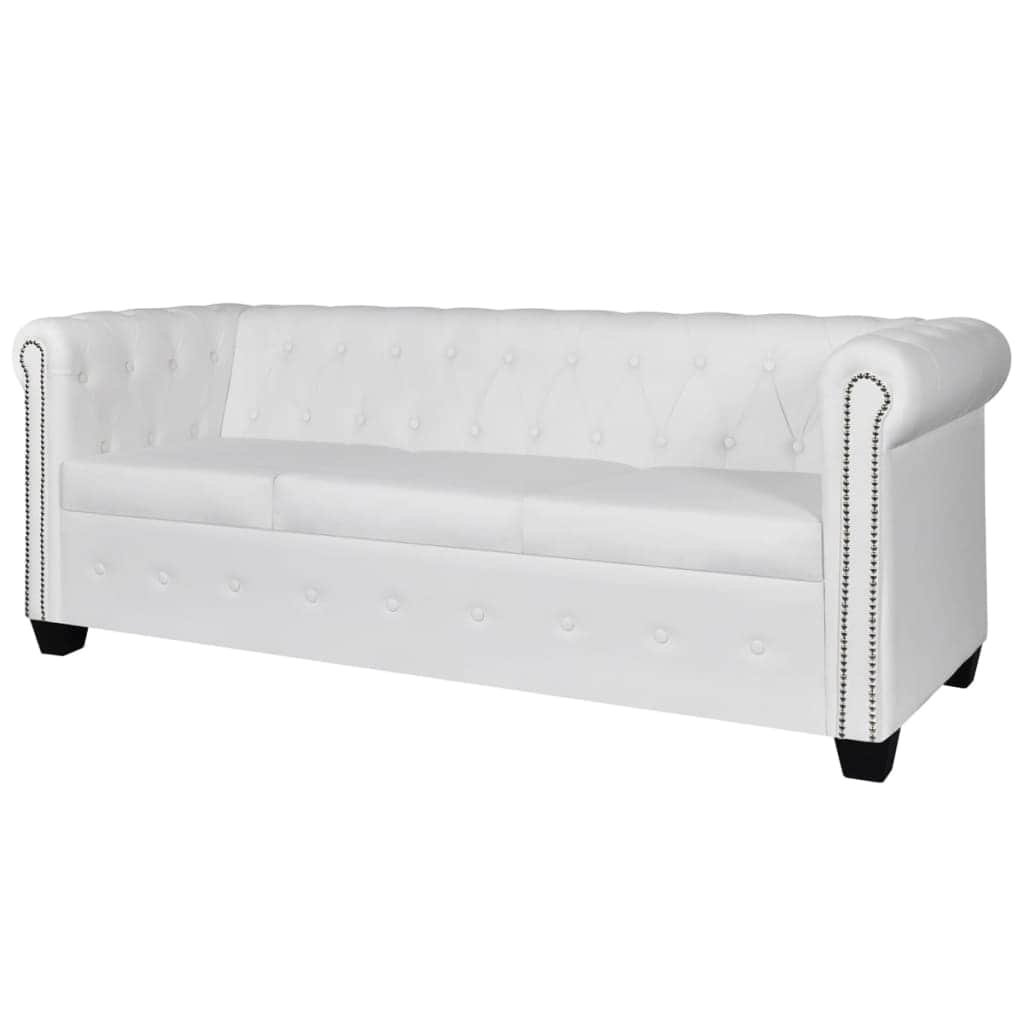Chesterfield 3-Seater Artificial Leather White