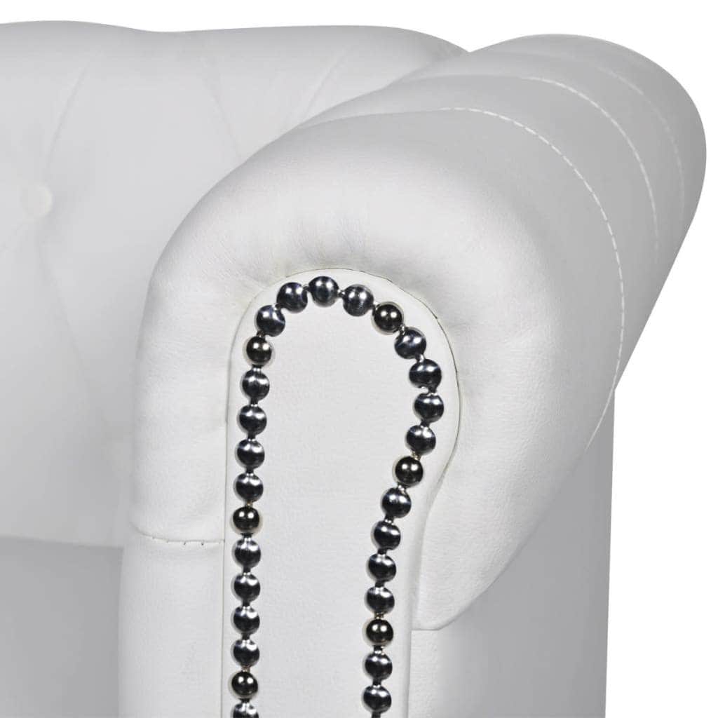 Chesterfield 3-Seater Artificial Leather White