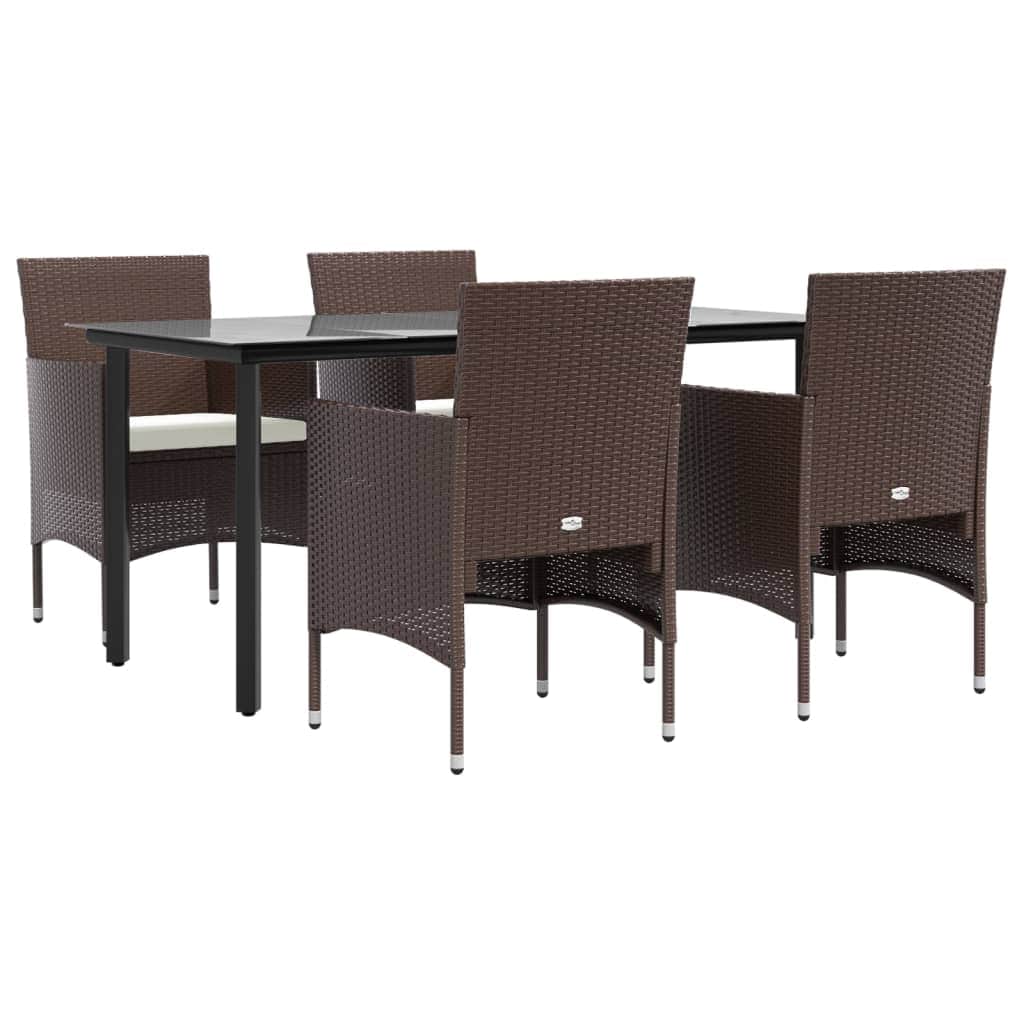 Chic Contrast Dining Delight: 5-Piece Garden Set in Grey and Black with Cushions