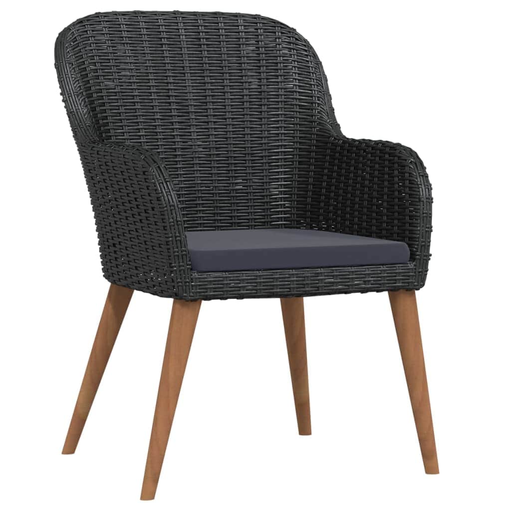 Chic Fresco Dining: 7-Piece Garden Dining Set in Sleek Black with Plush Cushions