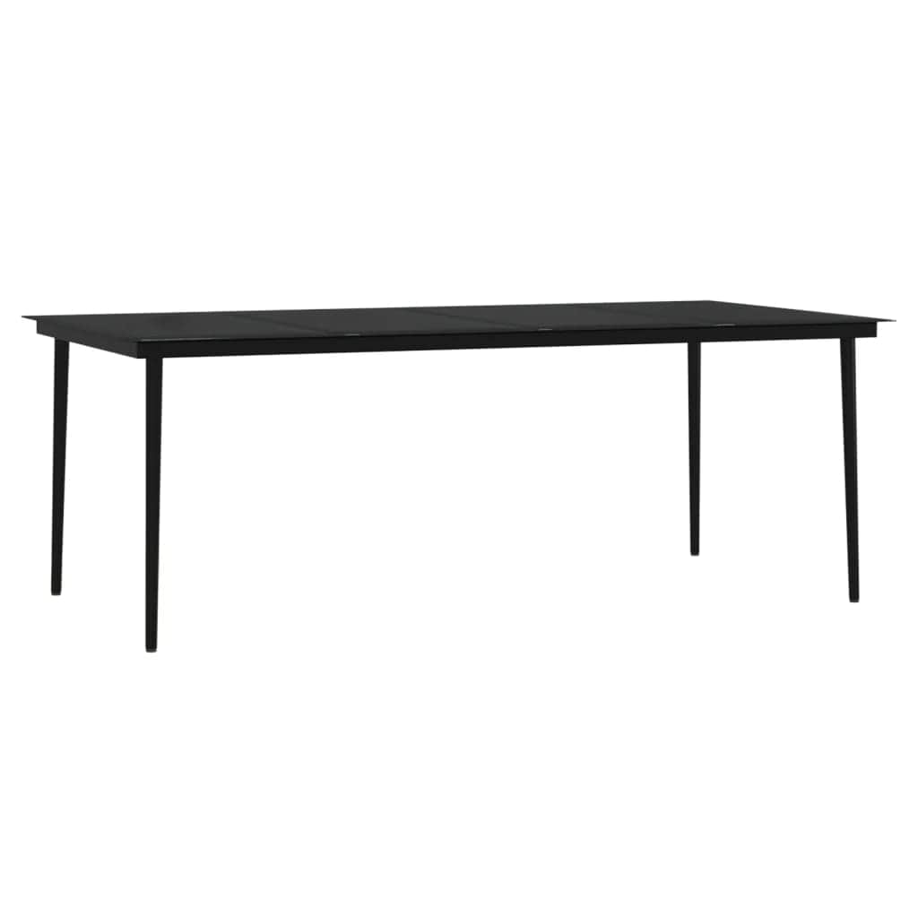 Chic Fresco Dining: 7-Piece Garden Dining Set in Sleek Black with Plush Cushions