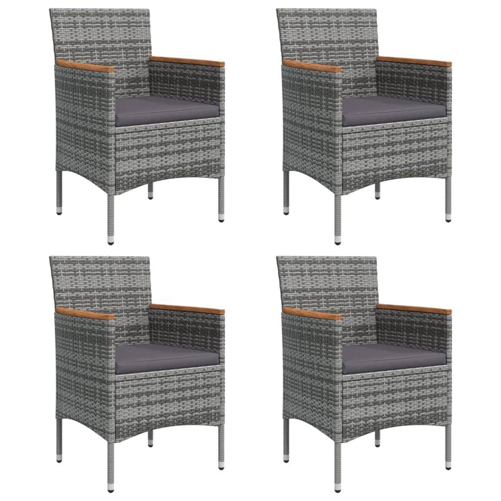 Chic Harmony: 5-Piece Garden Dining Set with Grey Cushions and Black Accents