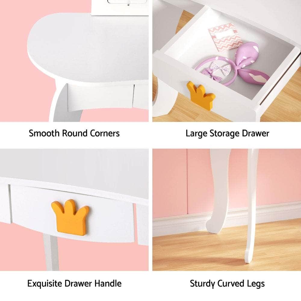 Chic Kids Vanity Table with Chair - White
