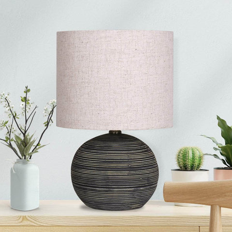 Chic Stripes Ceramic Table Lamp with Striped Pattern