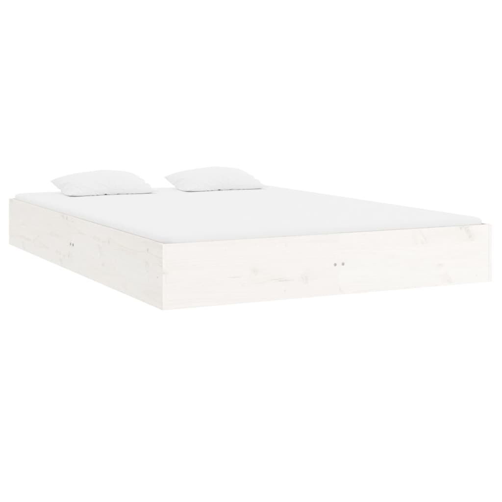 Chic White Solid Wood Queen Bed Frame