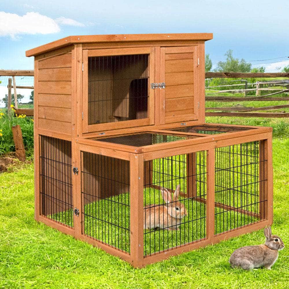 Chicken Coop Rabbit Hutch 96cm x 96cm x 100cm Large Chicken Coop Run Wooden Cage Outdoor House