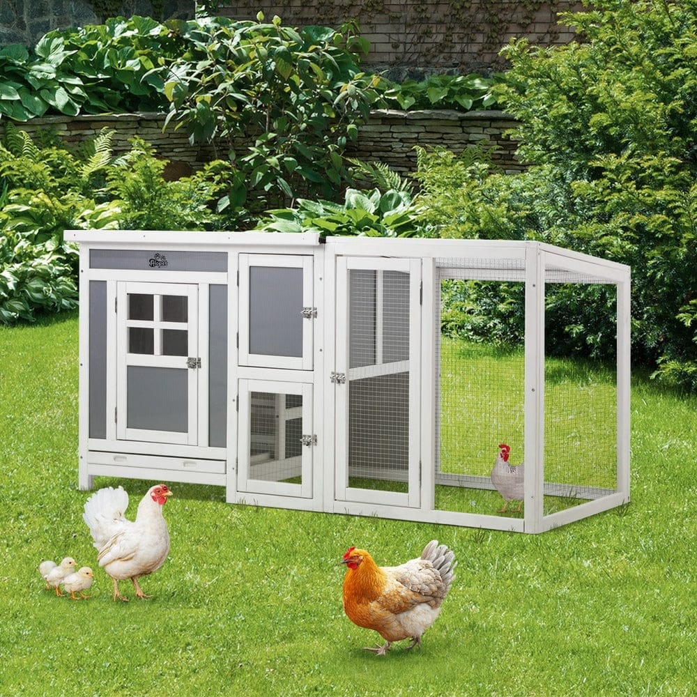 Chicken Coop Rabbit Hutch Wooden Cage Double Hatch