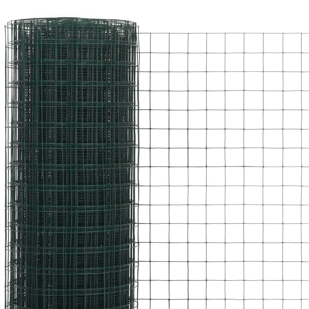 Chicken Wire Fence Steel with PVC Coating  Green XXL