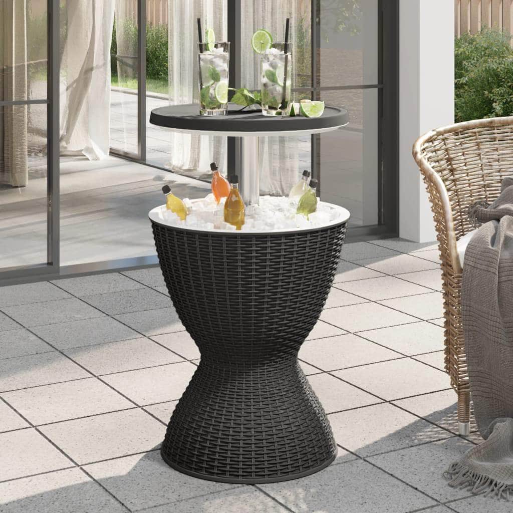 Chill & Serve: Black Polypropylene 3-in-1 Ice Cooler Table for Ultimate Refreshment