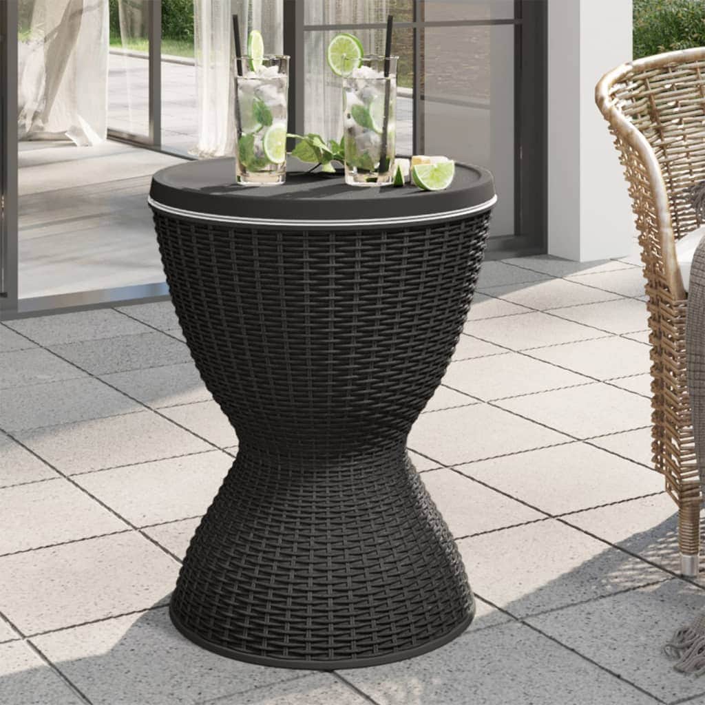 Chill & Serve: Black Polypropylene 3-in-1 Ice Cooler Table for Ultimate Refreshment