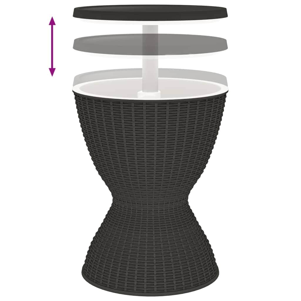 Chill & Serve: Black Polypropylene 3-in-1 Ice Cooler Table for Ultimate Refreshment