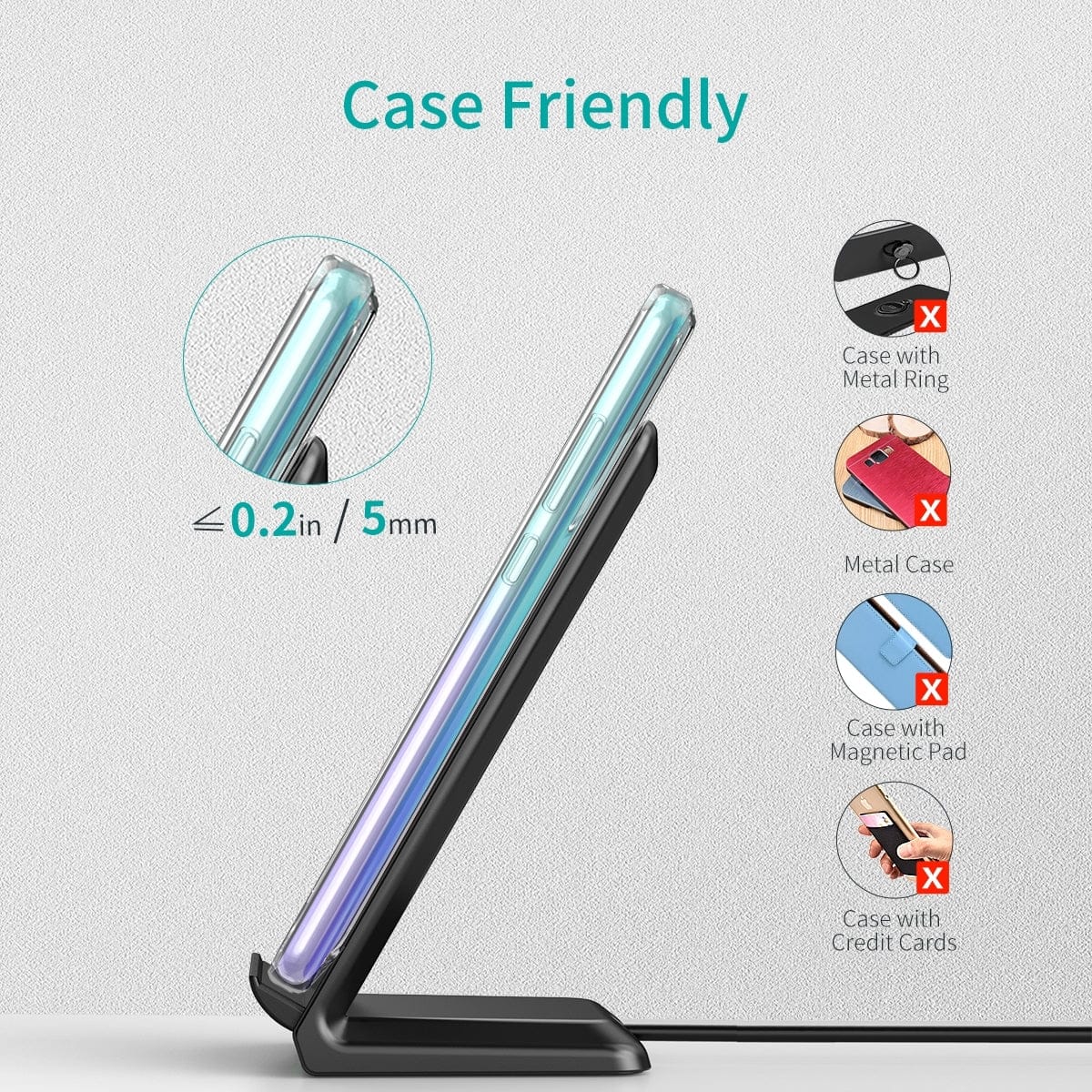 10W/7.5W Fast Wireless Charging Stand With Ac Adapter | Choetech