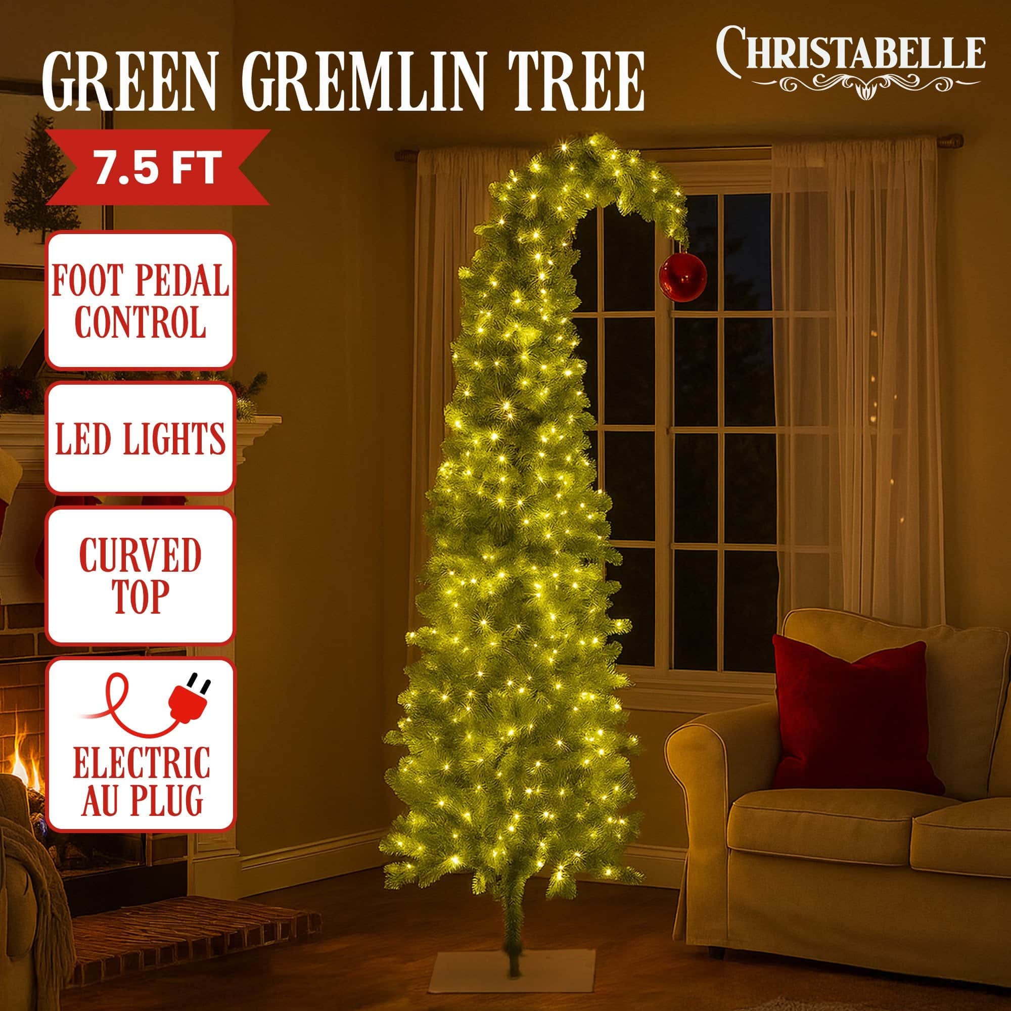Christabelle 7.5ft Christmas Gremlin Tree with LED Lights