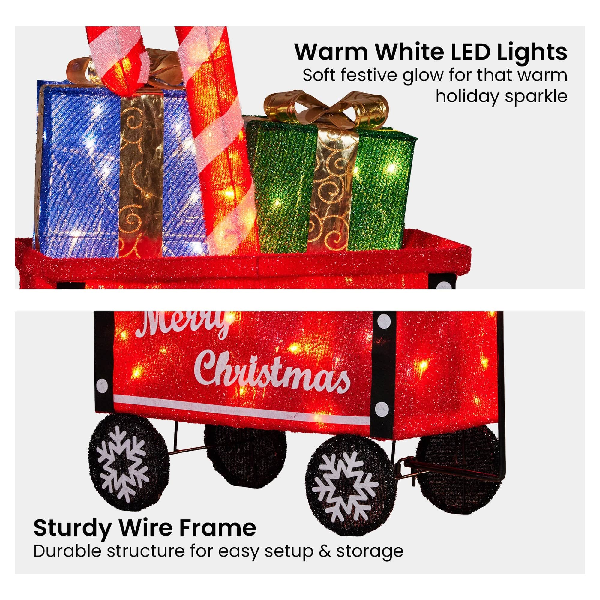 Christmas Cart Display Candy Cane Presents LED Lights Indoor Outdoor