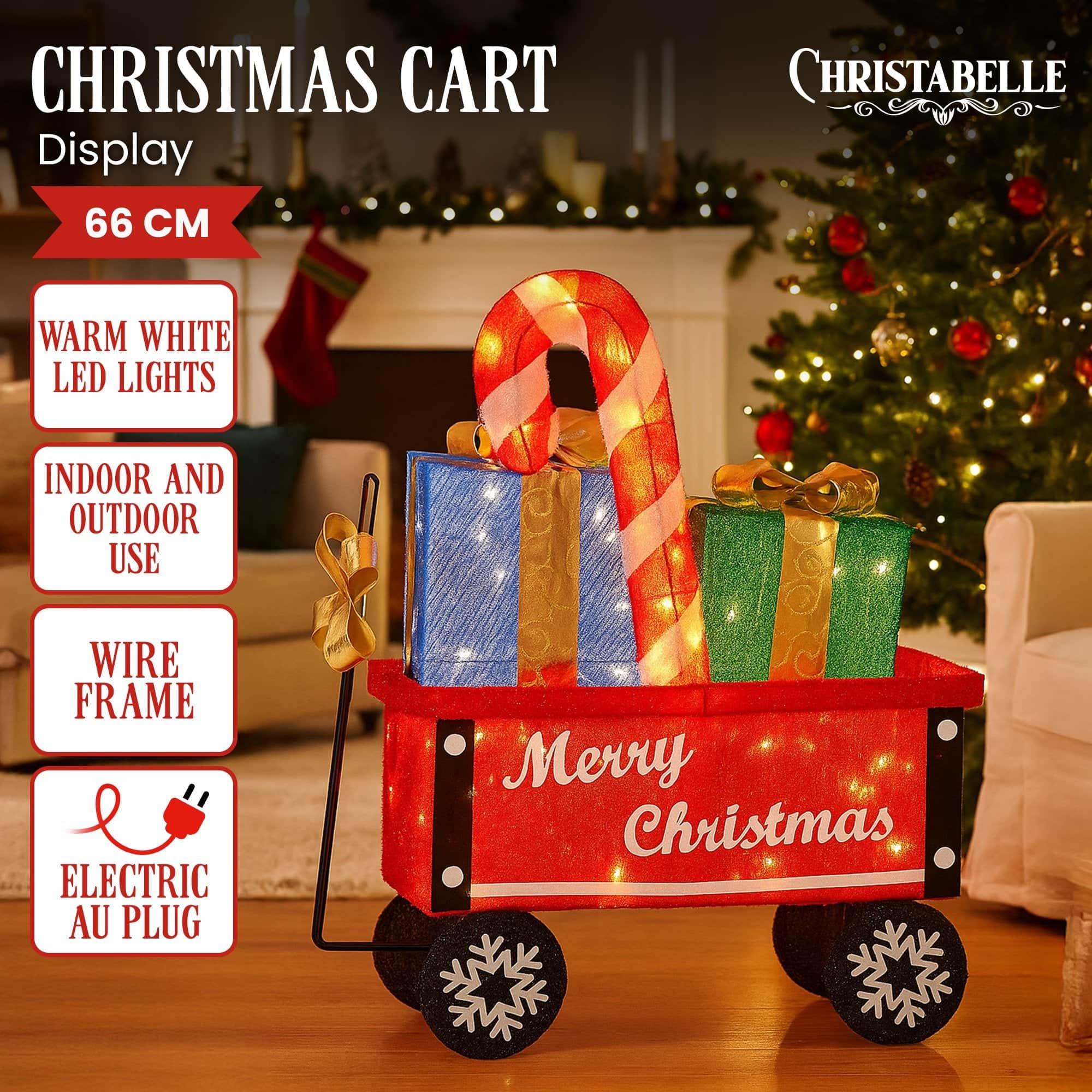 Christmas Cart Display Candy Cane Presents LED Lights Indoor Outdoor - photo 2