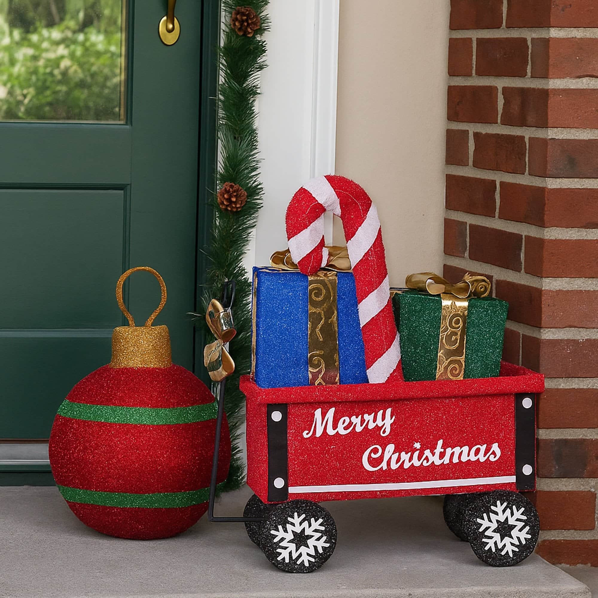 Christmas Cart Display Candy Cane Presents LED Lights Indoor Outdoor