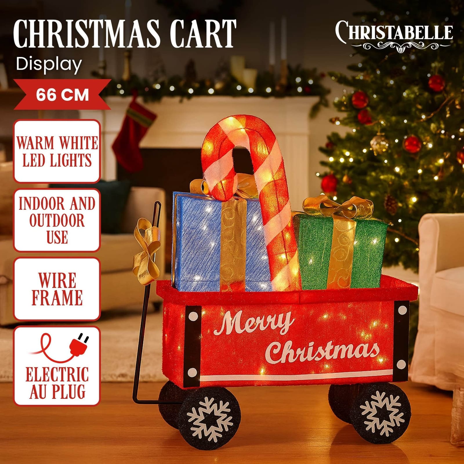 Christmas Cart Display Candy Cane Presents LED Lights Indoor Outdoor - photo 3