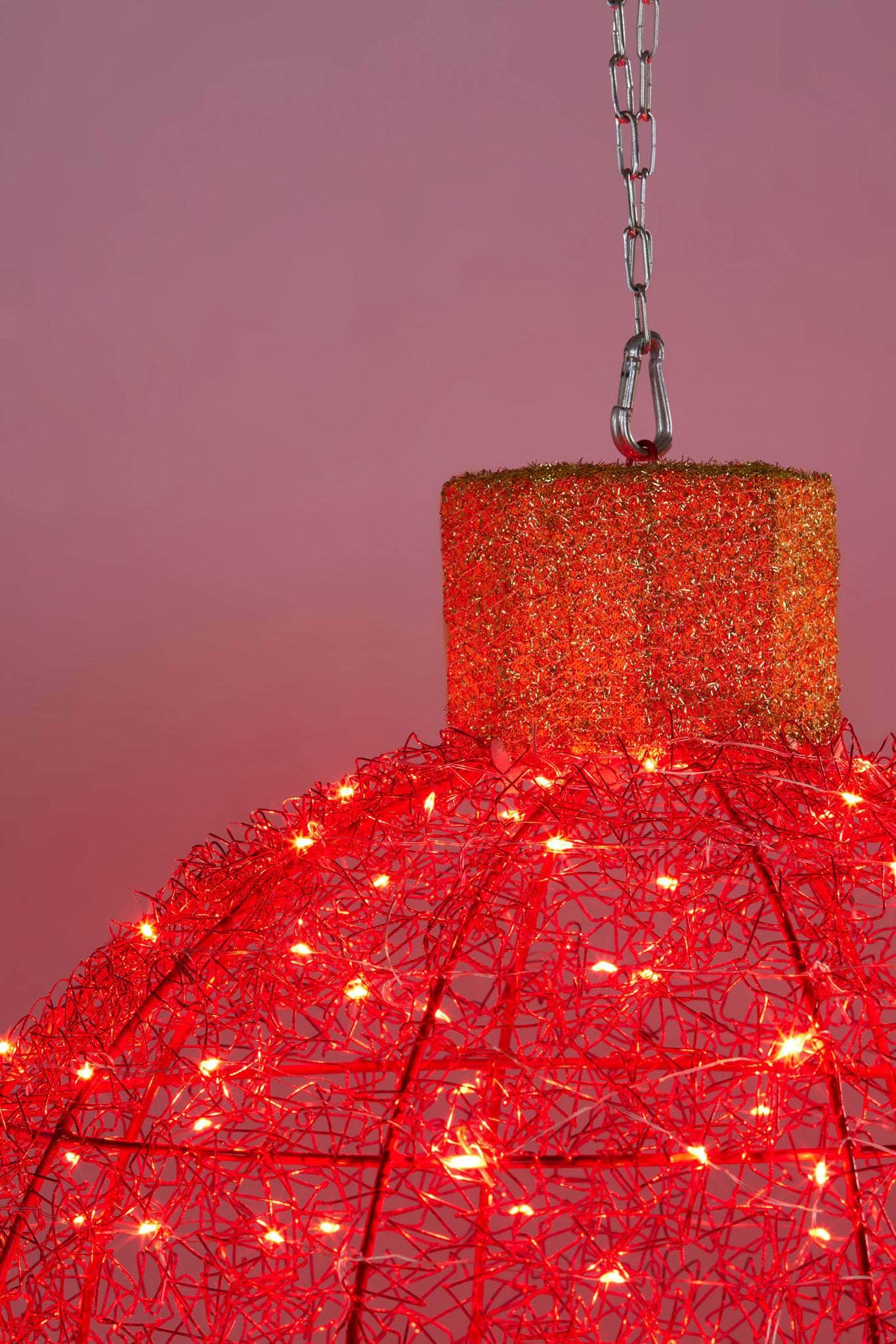 Christmas Display Bauble with Red/Gold Lights 50cm | Red colour