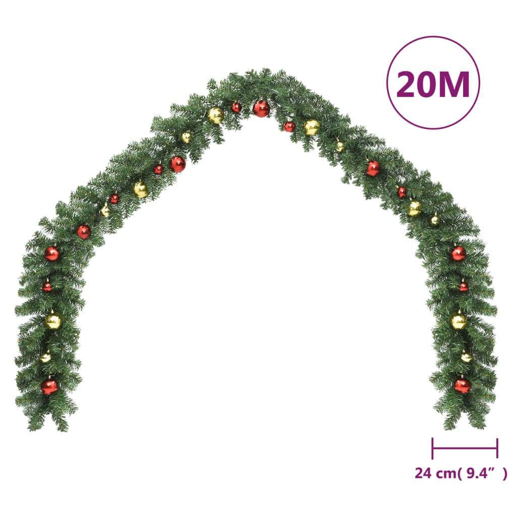 Christmas Garland Decorated with Baubles 20 m