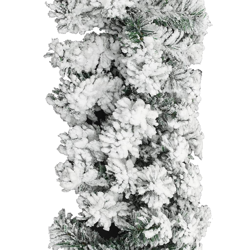 Holiday Ornaments - Christmas Garland with Flocked Snow Green 10 m PVC