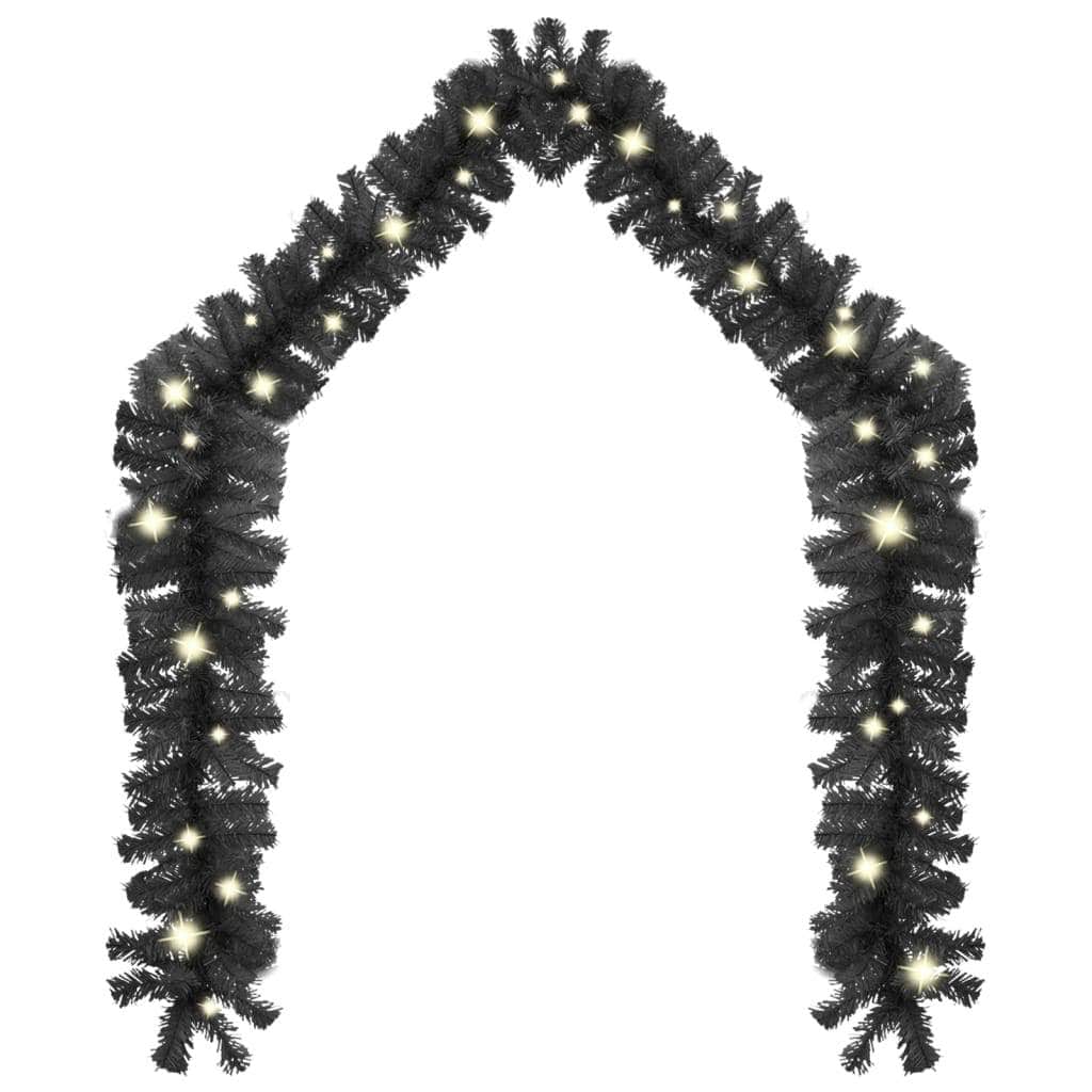 Christmas Garland with LED Lights Black