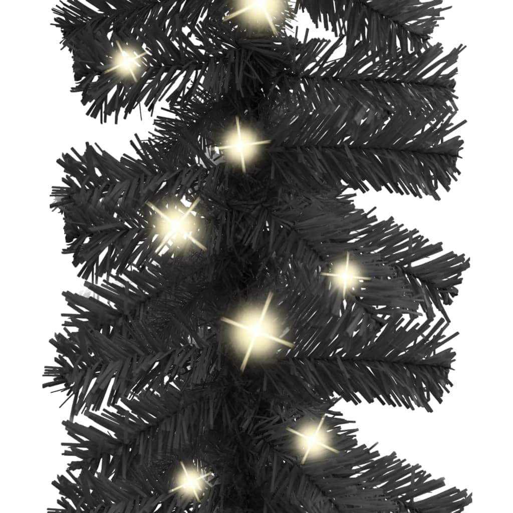 Christmas Garland with LED Lights Black