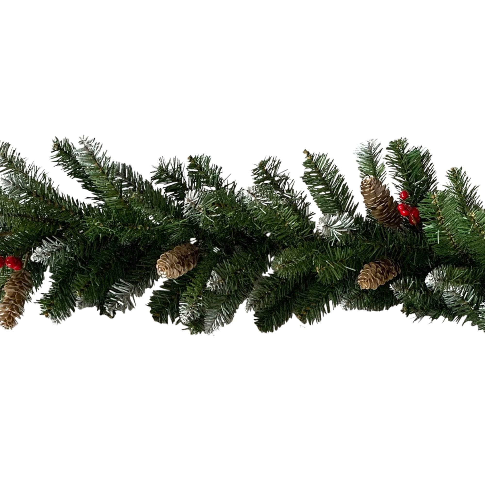 Christmas Garland with Pine Cones & Berries - 274cm | Pine finish