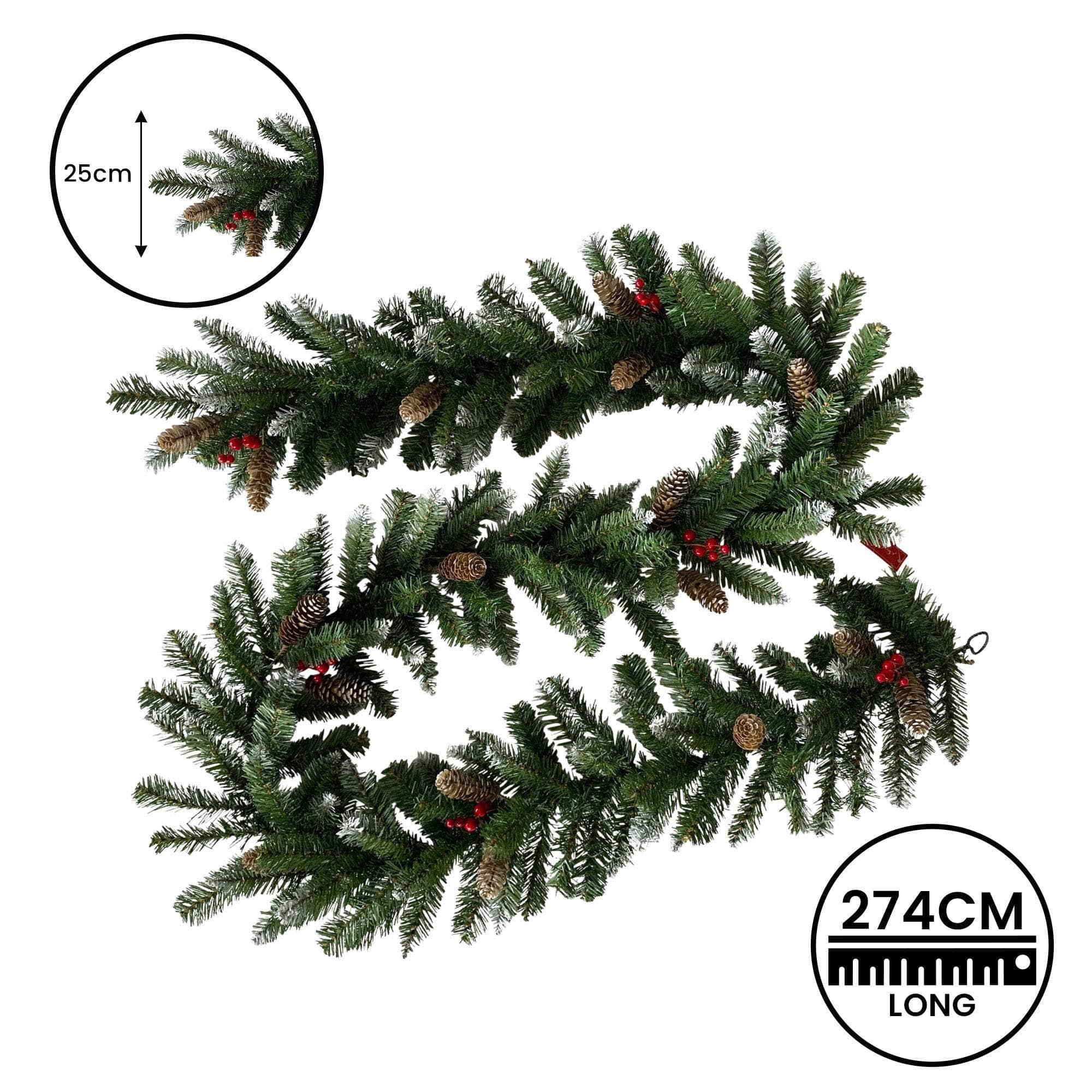 living other - Christmas Garland with Pine Cones & Berries - 274cm