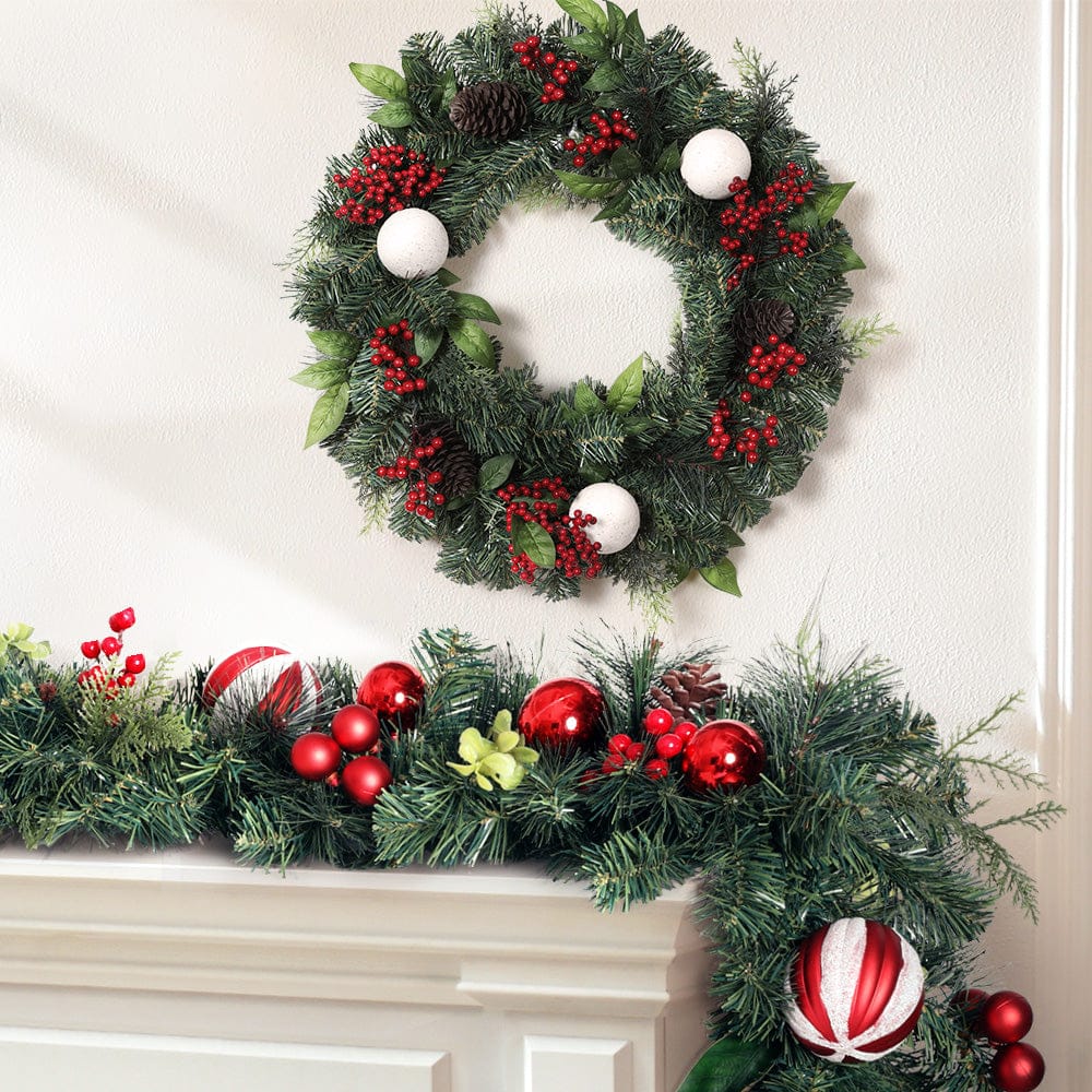 Christmas Garland and Wreath Set for Magical Tree Decor with Ornaments Xmas