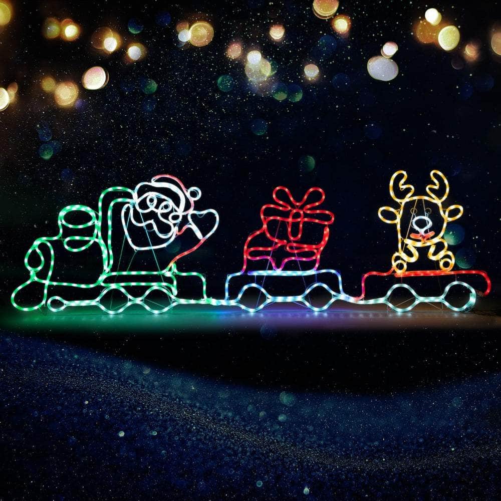 Christmas Light LED Motif Lights Santa Train 196cm