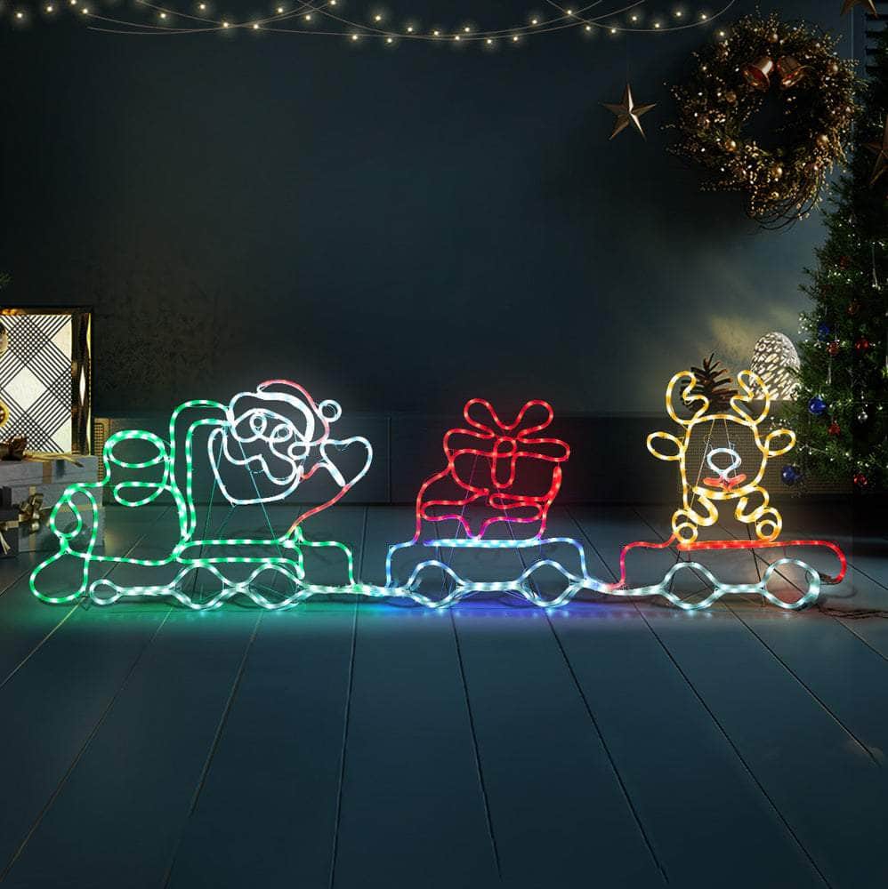 Christmas Light LED Motif Lights Santa Train 196cm