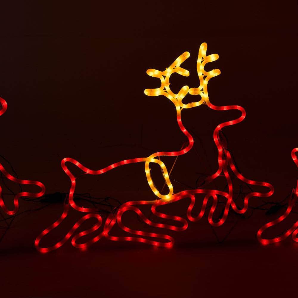 Christmas Light LED Motif Rope Lights Santa Riding 4 Reindeer