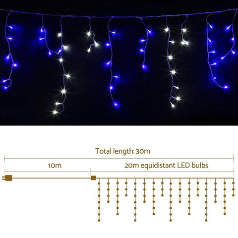 Christmas Lights 20M 800 LED Icicle Light Blue White Decorations