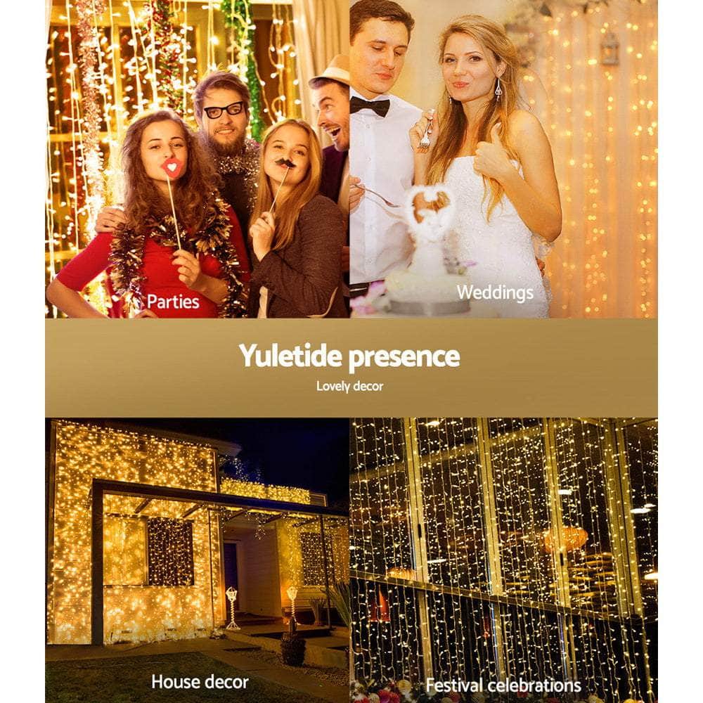 Christmas Lights 6Mx3M 600 LED Curtain Light Decorations Warm
