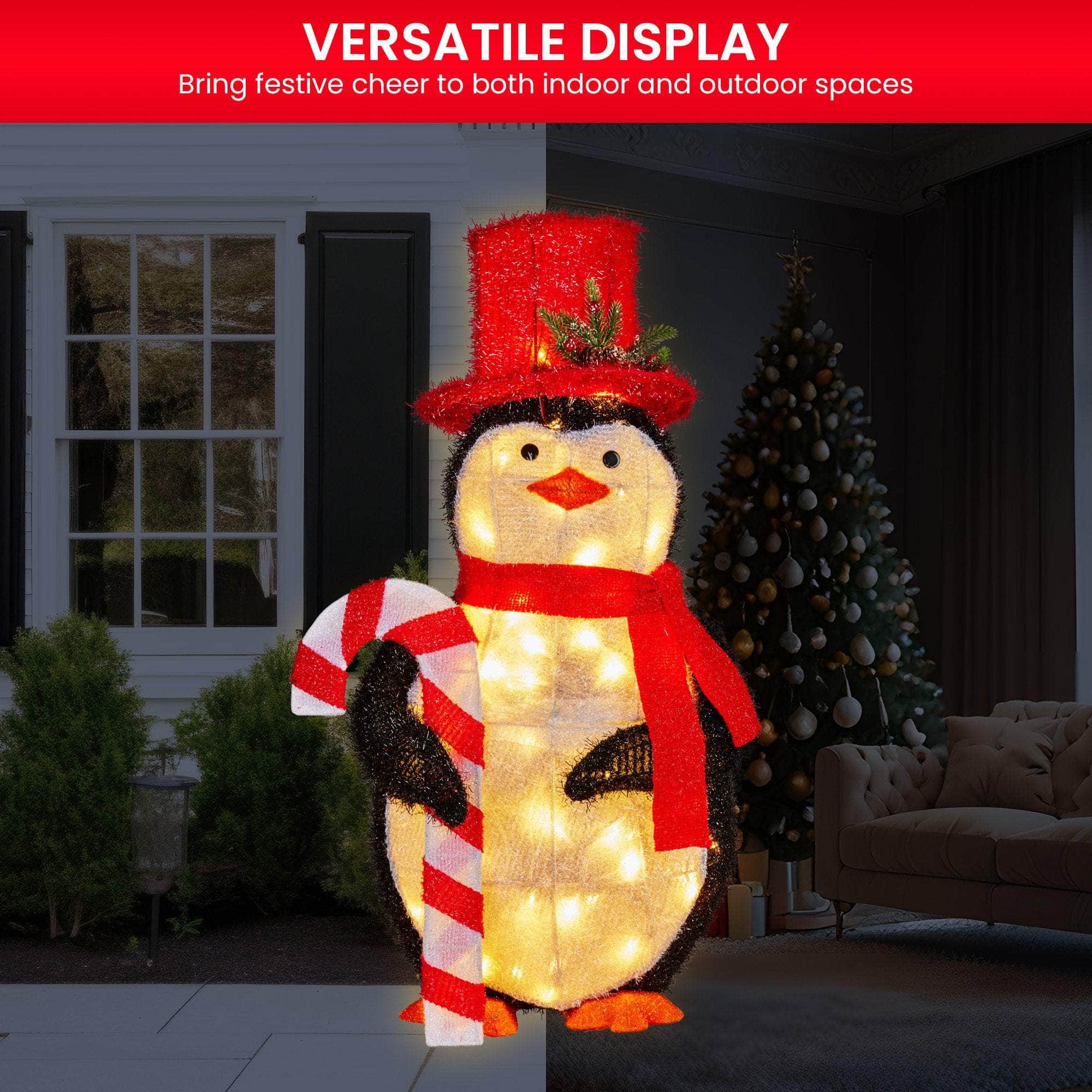 Christmas Penguin Display with Lights Indoor/Outdoor 80cm