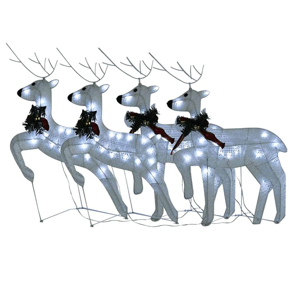4 Pcs - Christmas Reindeers 4 pcs White 80 LEDs