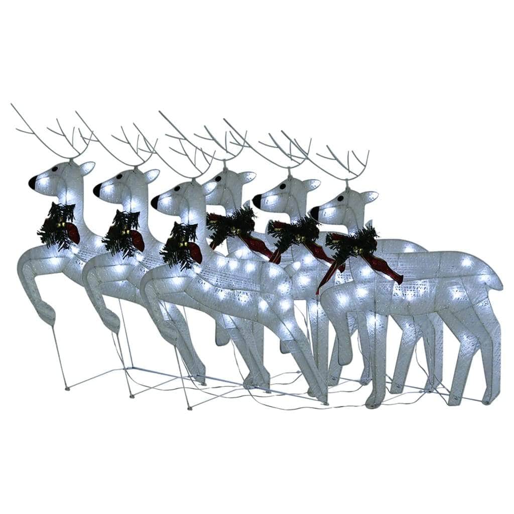 6 Pcs - Christmas Reindeers 6 pcs White 120 LEDs