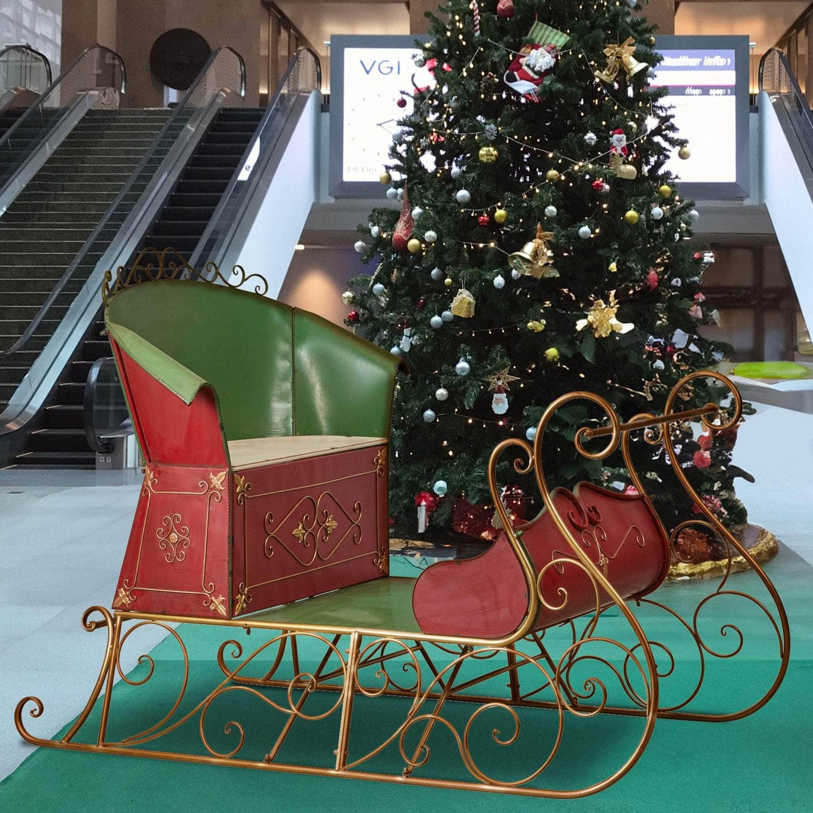 Jumbo Life Size Rustic Christmas Sleigh Display - 210cm with living other