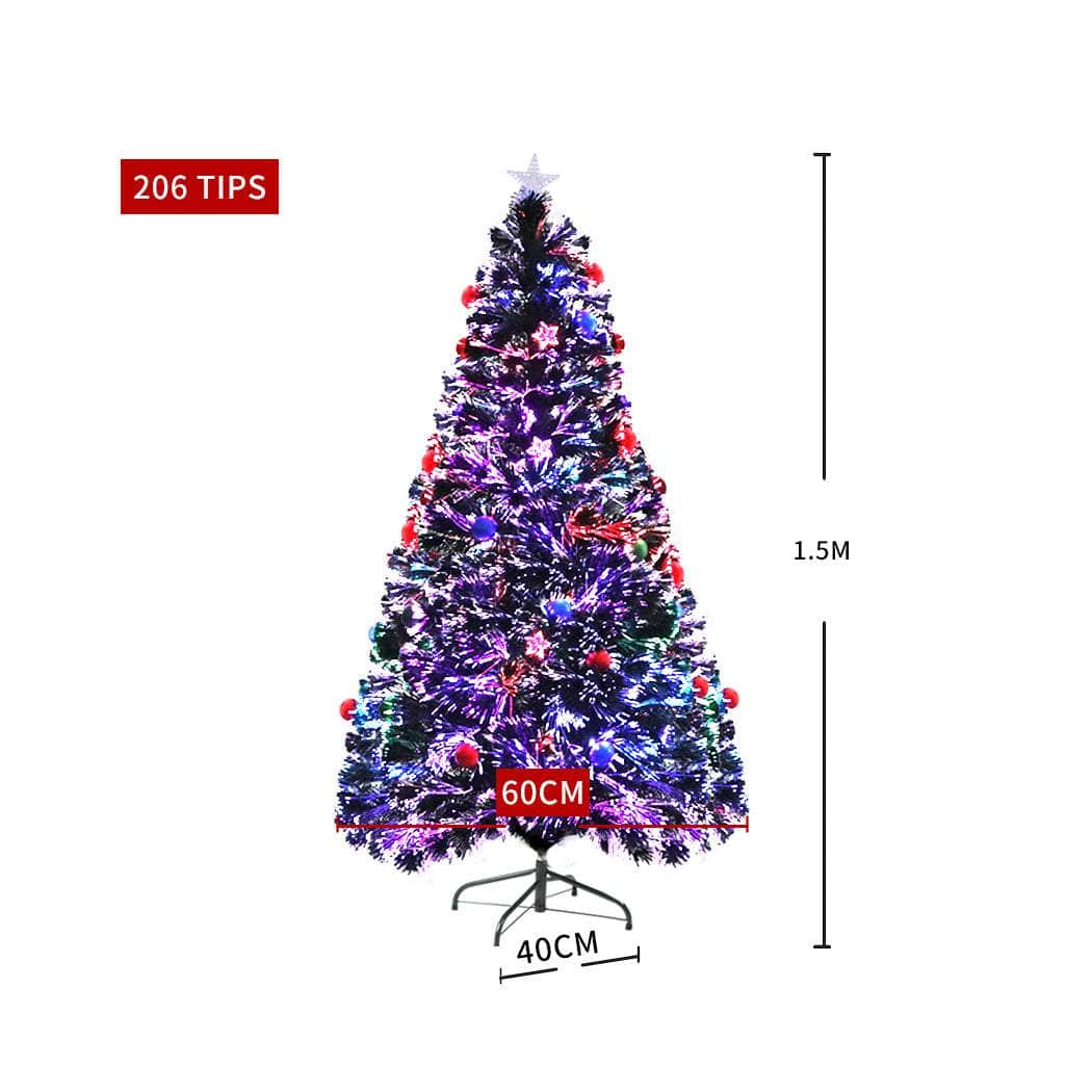Christmas Tree 1.5M 5Ft Xmas Decorations Fibre Optic Multicolour Lights