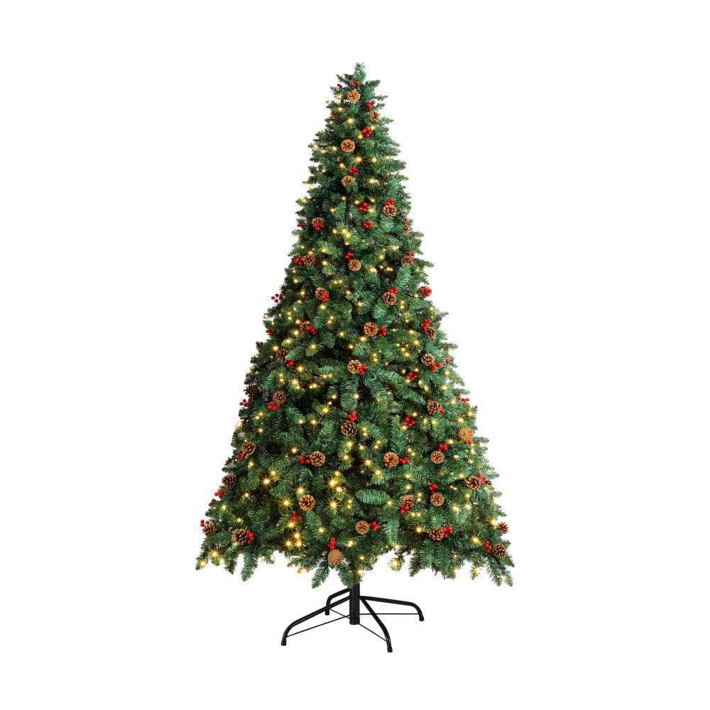 Christmas Tree 1.8M Xmas Decorations Green w/ LED Light and Pine Cones