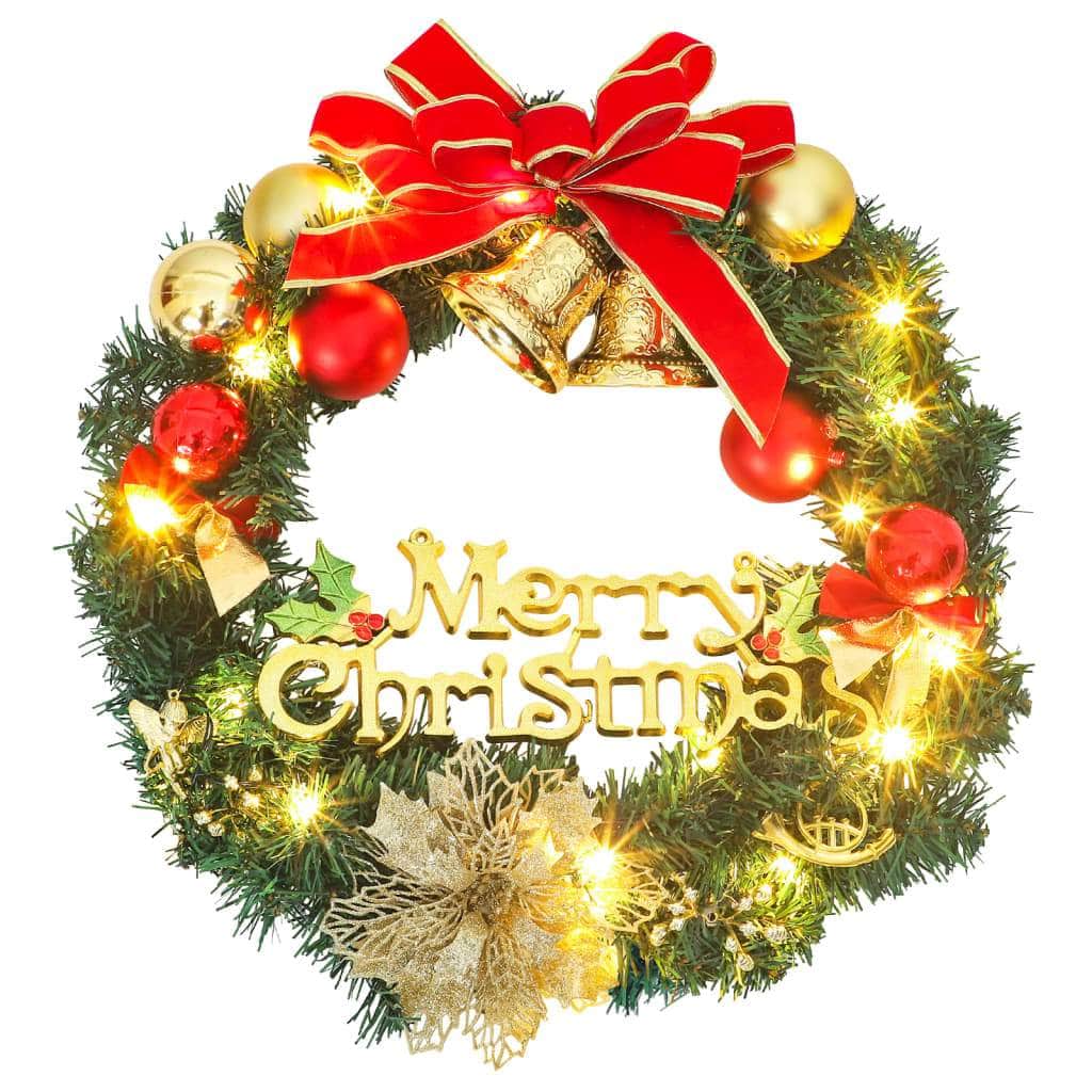 Christmas Wreath with 15 LEDs Green