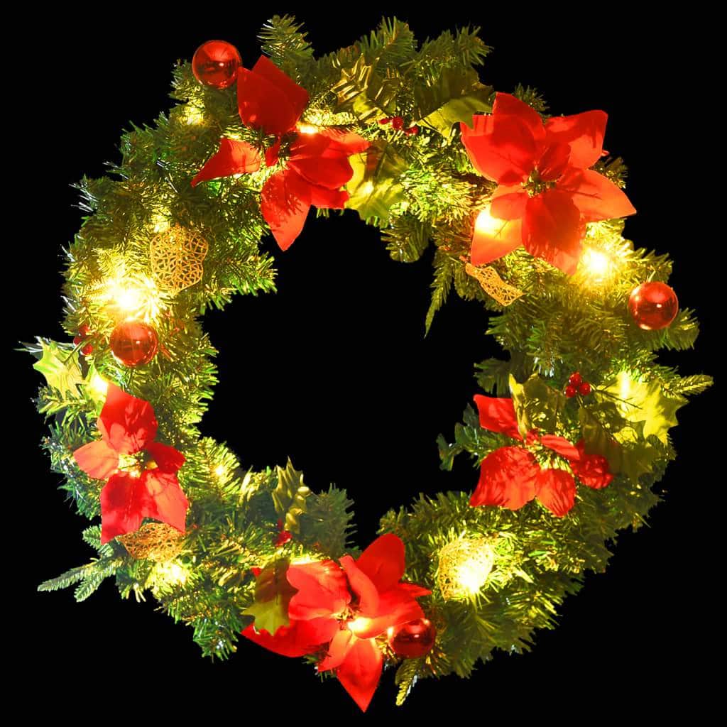 Christmas Wreath with LED Lights Green